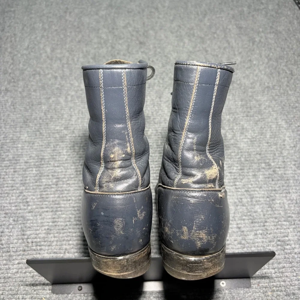 Vintage Justin Boots Mens 9 D Style 504 Black Leather Kiltie Packer Lacer USA